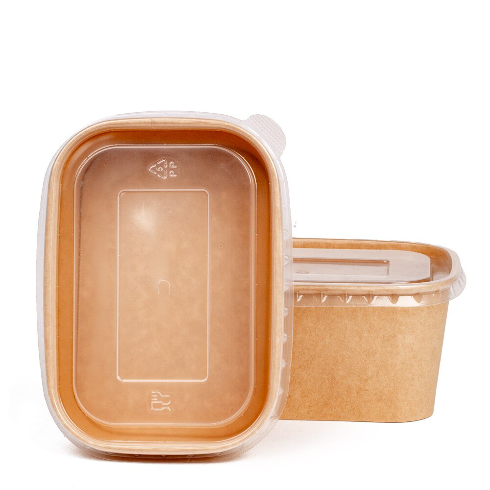 1000ml Rectangular Kraft Dessert and Deli Container x 300 Case